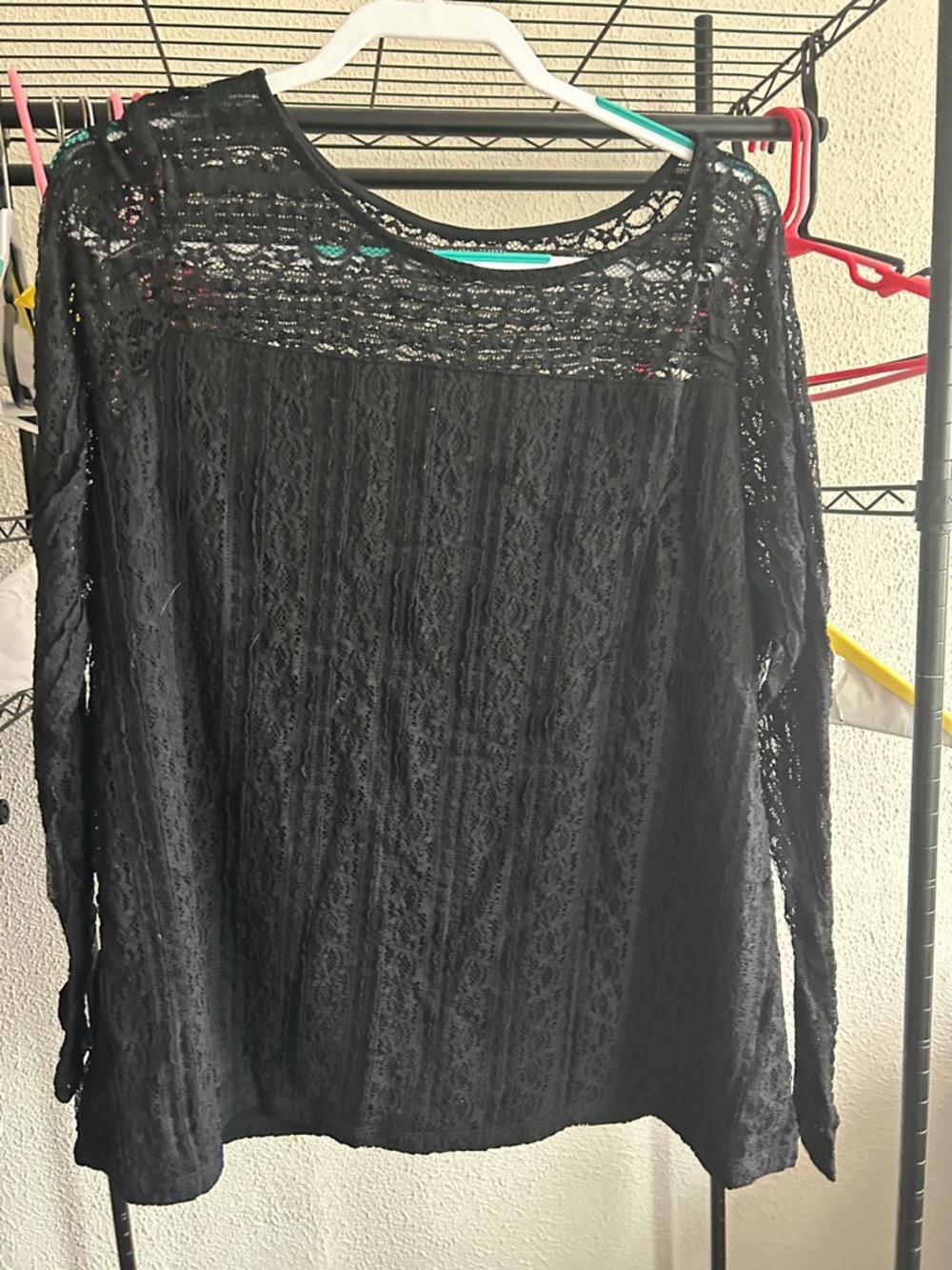 Lane Bryant Black Lace Long Sleeve Top
